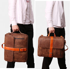 Cool Brown Leather Men's Messenger Bag Handbag Backpack Briefcase For Men - iwalletsmen