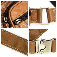 Cool Leather Brown Men's Fanny Pack Black Waist Bag Hip Pack For Men - iwalletsmen