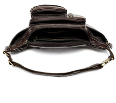 Cool Leather Brown Men's Fanny Pack Black Waist Bag Hip Pack For Men - iwalletsmen