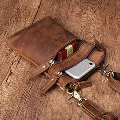 Vintage Leather Men's CELL PHONE HOLSTER Belt Pouch Waist Small Side Bag For Men - iwalletsmen