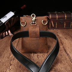 Vintage Leather Men's CELL PHONE HOLSTER Belt Pouch Waist Small Side Bag For Men - iwalletsmen