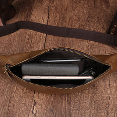 Vintage Brown Leather Men's Fanny Pack Coffee Waist Bag Chest Bag For Men - iwalletsmen