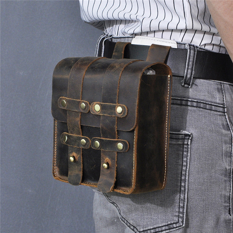 Medieval Viking Leather Belt Pouches With Belt Loop LARP Renaissance Waist Bag