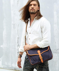 Casual Canvas Leather Mens Side Bag Side Bag Small Messenger Bags Casual Courier Bags for Men - iwalletsmen