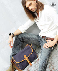 Casual Canvas Leather Mens Side Bag Side Bag Small Messenger Bags Casual Courier Bags for Men - iwalletsmen