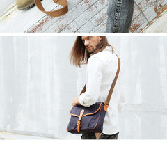 Casual Canvas Leather Mens Side Bag Side Bag Small Messenger Bags Casual Courier Bags for Men - iwalletsmen