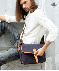 Casual Canvas Leather Mens Side Bag Side Bag Small Messenger Bags Casual Courier Bags for Men - iwalletsmen