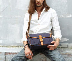 Casual Canvas Leather Mens Side Bag Side Bag Small Messenger Bags Casual Courier Bags for Men - iwalletsmen