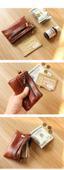 Black Leather Mens billfold Coin Wallet Zipper Small Coin Holder Change Pouch For Men - iwalletsmen