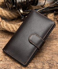 Black Leather Men's Wallet Trifold Long Wallet Multi Cards Long Wallet For Men - iwalletsmen