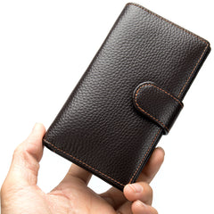 Black Leather Men's Wallet Trifold Long Wallet Multi Cards Long Wallet For Men - iwalletsmen