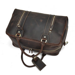 Casual Brown Leather Men's Overnight Bag Travel Bag Luggage Weekender Bag For Men - iwalletsmen