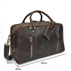 Casual Brown Leather Men's Overnight Bag Travel Bag Luggage Weekender Bag For Men - iwalletsmen