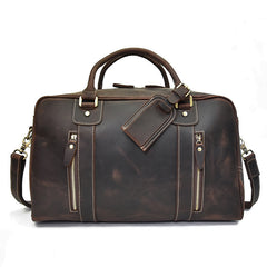 Casual Brown Leather Men's Overnight Bag Travel Bag Luggage Weekender Bag For Men - iwalletsmen