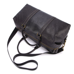 Fashion Black Leather Men's Weekender Bag Travel Bag Black Overnight Bag For Men - iwalletsmen