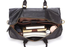 Fashion Black Leather Men's Weekender Bag Travel Bag Black Overnight Bag For Men - iwalletsmen