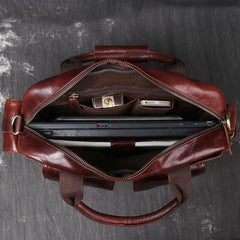 Black Oiled Leather Men's Professional Briefcase 13‘’ Laptop Handbag Business Bag For Men - iwalletsmen