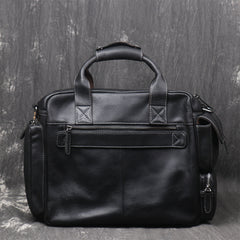 Black Oiled Leather Men's Professional Briefcase 13‘’ Laptop Handbag Business Bag For Men - iwalletsmen