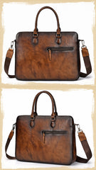 Vintage Leather Men's Briefcase 14inch Laptop Bag Handbag Work Bag For Men - iwalletsmen