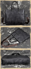 Vintage Leather Men's Briefcase 14inch Laptop Bag Handbag Work Bag For Men - iwalletsmen