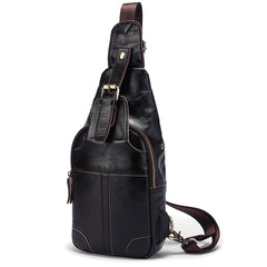 Cool Leather Brown Men's Sling Bag Chest Bag One Shoulder Backpack For Men - iwalletsmen