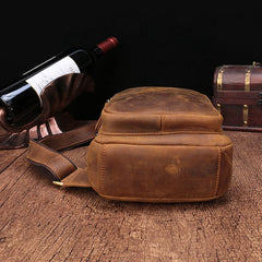 Vintage Brown Leather Men's Sling Bags Chest Bag One Shoulder Backpack For Men - iwalletsmen