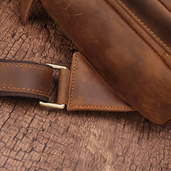 Vintage Brown Leather Men's Sling Bags Chest Bag One Shoulder Backpack For Men - iwalletsmen