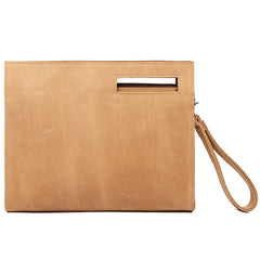 Brown Leather Men's File Bag Clutch Bag Side Bag Wristlet Bag For Men - iwalletsmen