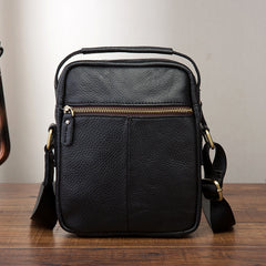 Vintage Black Leather Men's Small Side Bag Handbag Shoulder Bag For Men - iwalletsmen