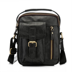 Vintage Black Leather Men's Small Side Bag Handbag Shoulder Bag For Men - iwalletsmen