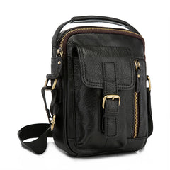 Vintage Black Leather Men's Small Side Bag Handbag Shoulder Bag For Men - iwalletsmen