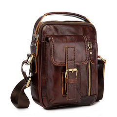 Vintage Black Leather Men's Small Side Bag Handbag Shoulder Bag For Men - iwalletsmen
