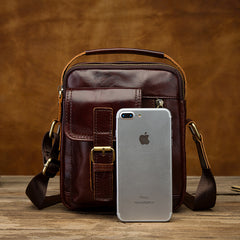 Vintage Black Leather Men's Small Side Bag Handbag Shoulder Bag For Men - iwalletsmen