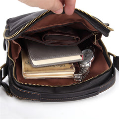 Fashion Black Leather Men's Tablet Shoulder Bag Small Vertical Side Bag Messenger Bag For Men - iwalletsmen