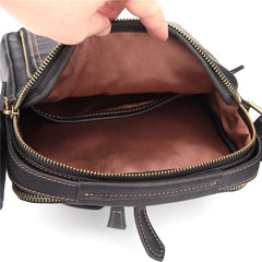 Fashion Black Leather Men's Tablet Shoulder Bag Small Vertical Side Bag Messenger Bag For Men - iwalletsmen