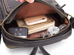 Fashion Black Leather Men's Tablet Shoulder Bag Small Vertical Side Bag Messenger Bag For Men - iwalletsmen