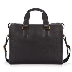 Fashion Black Leather Men's Briefcase Professional Briefcase 15‘’ Black Laptop Briefcase For Men - iwalletsmen
