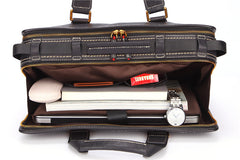 Fashion Black Leather Men's Briefcase Professional Briefcase 15‘’ Black Laptop Briefcase For Men - iwalletsmen