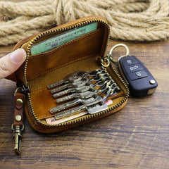 Brown Leather Men's Key Wallet Car Key Case Black Leather Key Holder For Men - iwalletsmen