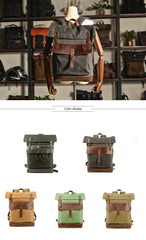 Black Waxed Canvas Mens School Backpack Canvas Travel Backpack Waterproof Hiking Backpack For Men - iwalletsmen