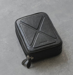 Cool Leather Black Mens Leather 4pcs Tobacco Pipe Case Zipper Tobacco Pipe Case for Men - iwalletsmen