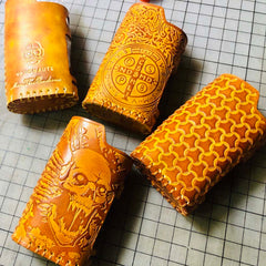 Handmade Leather Brown Mens LA PETITE BOX Holder Cigarette Case for Men - iwalletsmen