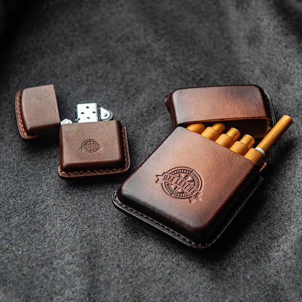 Handmade Brown Leather Cigarette Case 10pc Leather Case of Cigarettes Leather Cigarette Holder Case
