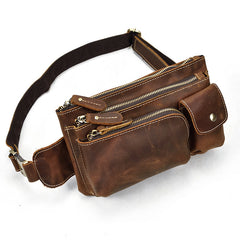 Vintage Leather Fanny Pack Mens Waist Bag Hip Pack Belt Bag for Men - iwalletsmen