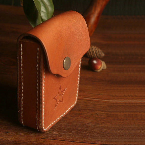 Handmade Brown Leather Mens Cigarette Case Cool Cigarette Holder with Belt Loop for Men - iwalletsmen