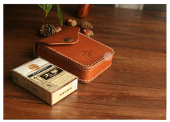 Handmade Brown Leather Mens Cigarette Case Cool Cigarette Holder with Belt Loop for Men - iwalletsmen