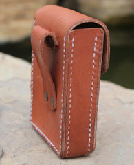 Handmade Brown Leather Mens Cigarette Case Cool Cigarette Holder with Belt Loop for Men - iwalletsmen