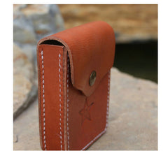 Handmade Brown Leather Mens Cigarette Case Cool Cigarette Holder with Belt Loop for Men - iwalletsmen