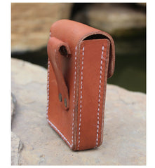 Handmade Brown Leather Mens Cigarette Case Cool Cigarette Holder with Belt Loop for Men - iwalletsmen
