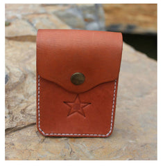 Handmade Brown Leather Mens Cigarette Case Cool Cigarette Holder with Belt Loop for Men - iwalletsmen